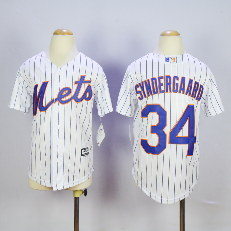 Youth New York Mets 34 Syndergaard White MLB Jerseys